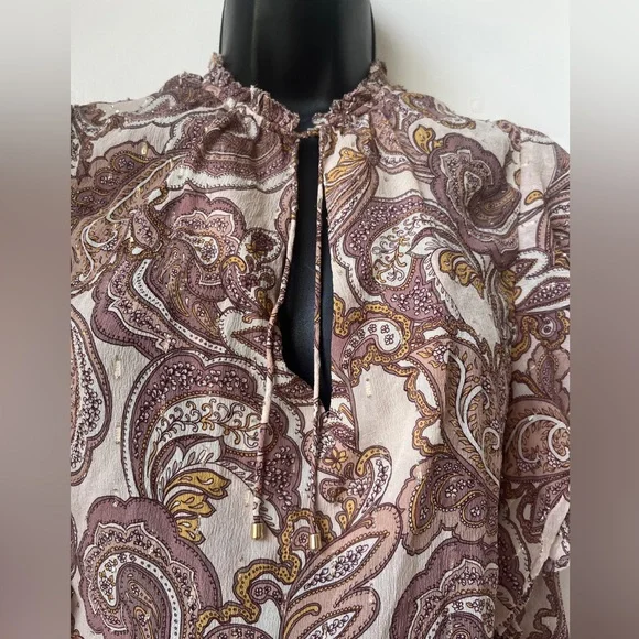 Intermix Carolina Paisley Silk Chiffon Top size S - Picture 5 of 16